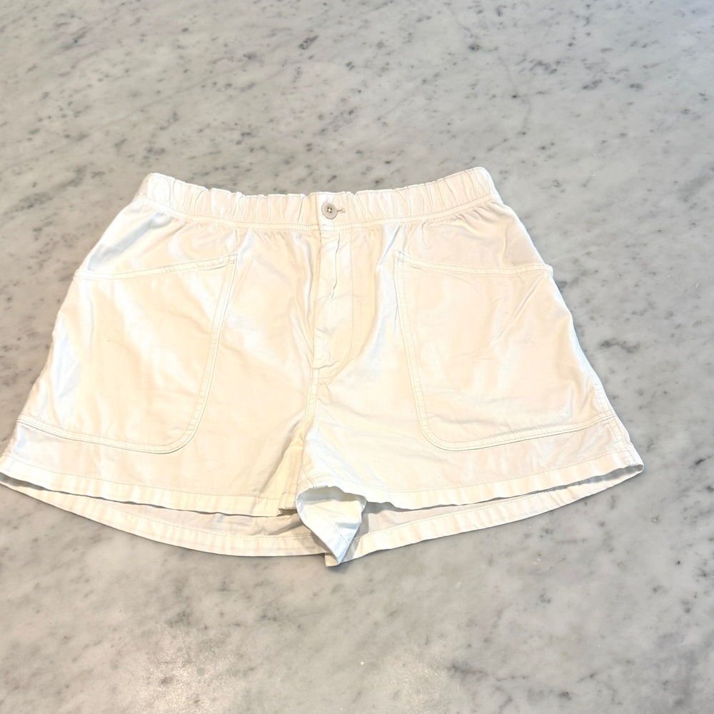Madewell White Cotton Viscose Pull On High Rise Patch Pocket Shorts Size 30